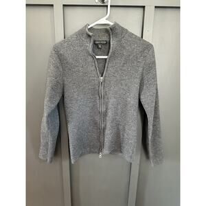 Structure Merino Zip Up Gray Sweater Women Medium LM Wool Knit - See photos